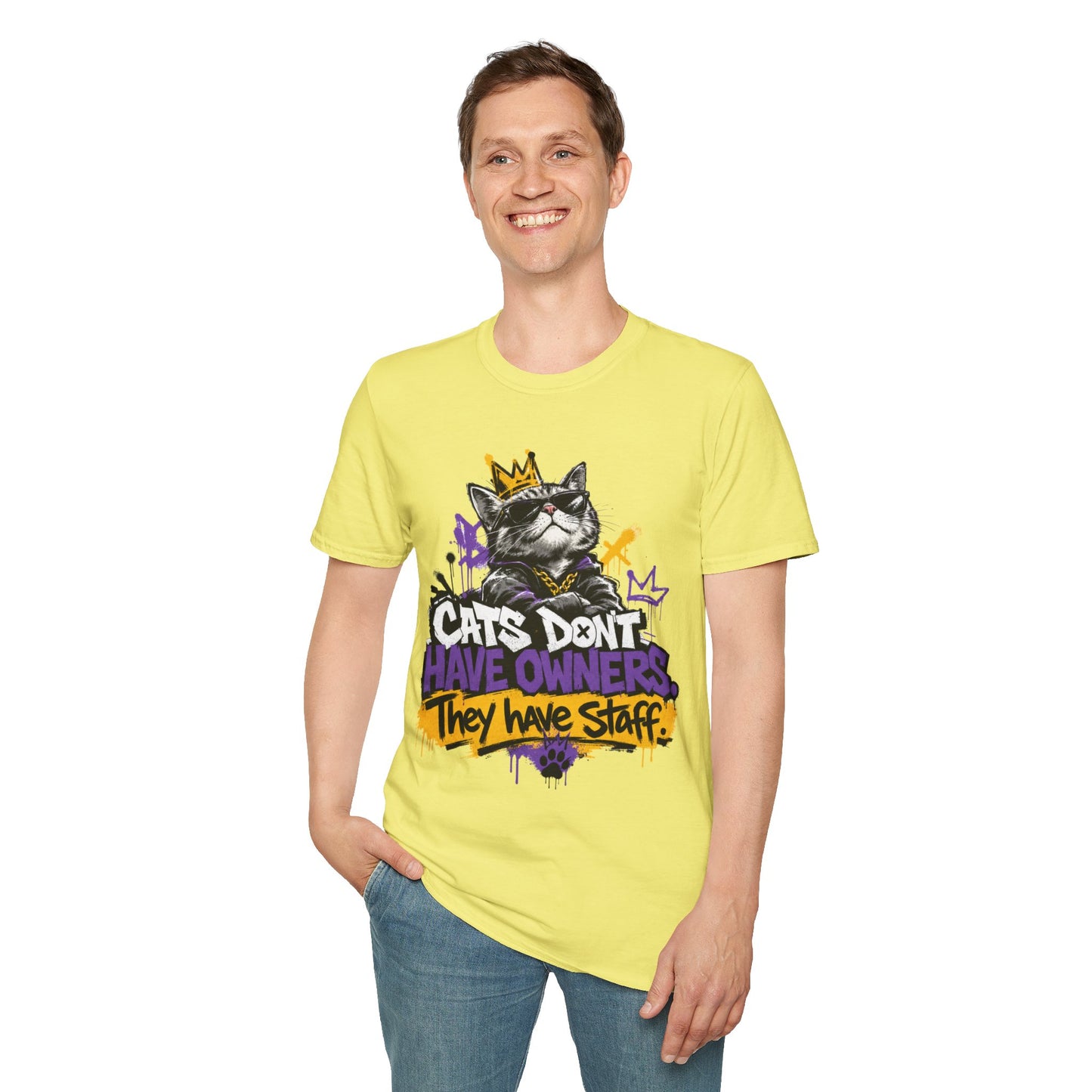 Cat Graphic Tee — "Cats Don't Have Owners They Have Staff"