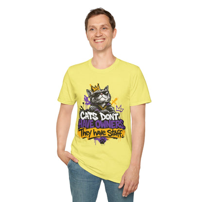 Cat Graphic Tee — "Cats Don't Have Owners They Have Staff"