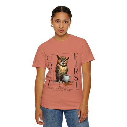 Coffee First Owl Graphic T-Shirt