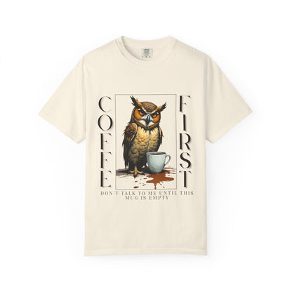 Coffee First Owl Graphic T-Shirt