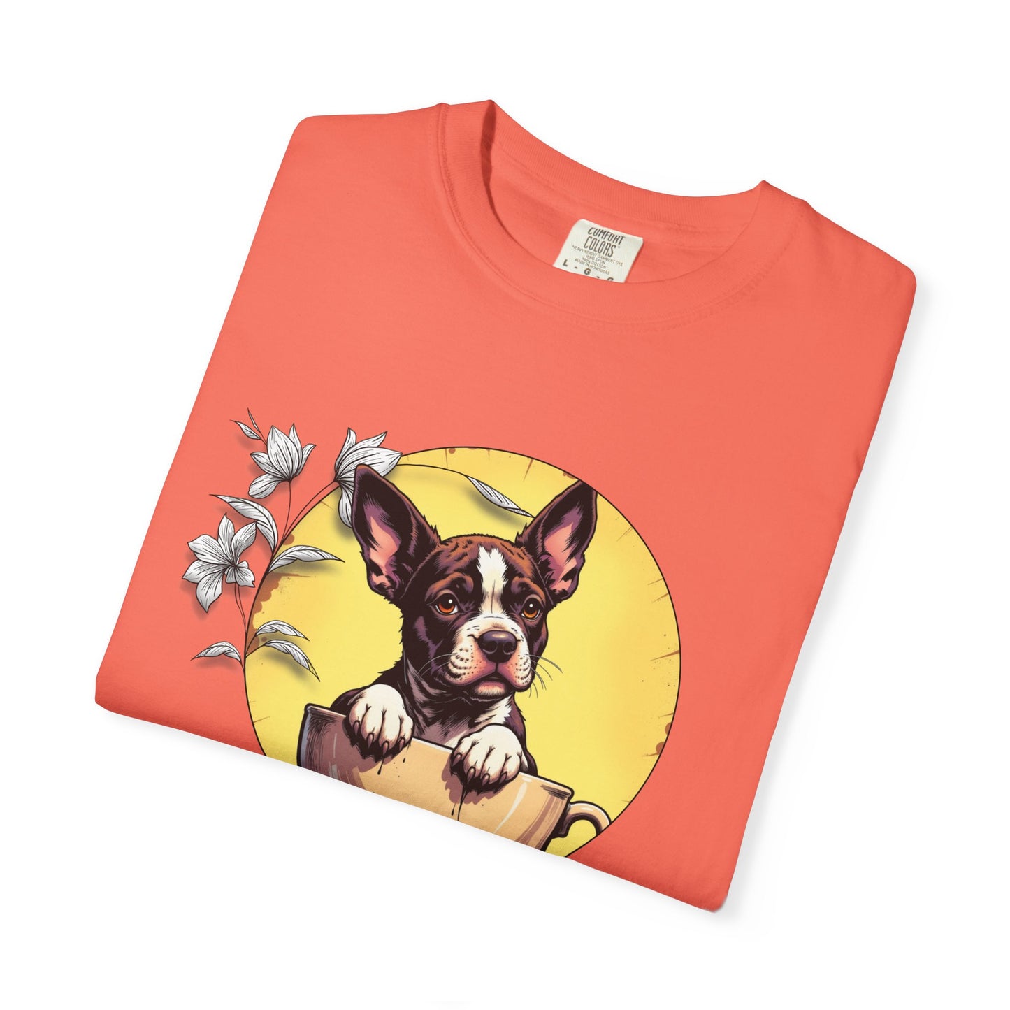 Coffee Pup Unisex Garment-Dyed T-shirt - Cute Dog Lovers Tee
