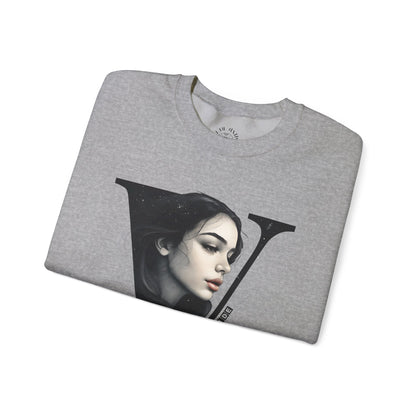 Letter V, Stylish Artistic Sweatshirt, Trendy Crewneck, Graphic Sweater, Cozy Unisex Top, Unique Gift for Art Lovers, Everyday Comfort