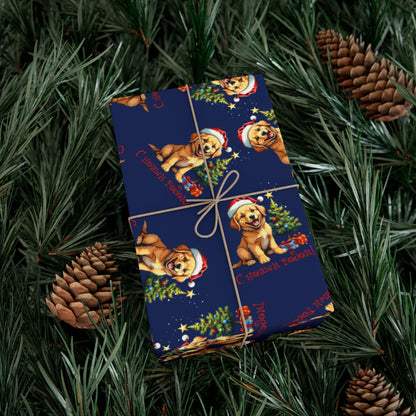 Gift Wrap Paper — Cute Golden Retriever Puppy Christmas Pattern