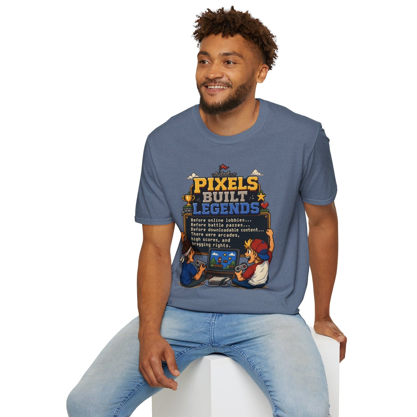 Pixels Built Legends T‑Shirt — Retro Gaming Nostalgia Tee