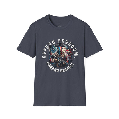 Defend Freedom Unisex Softstyle T-Shirt - Patriotic Graphic Tee