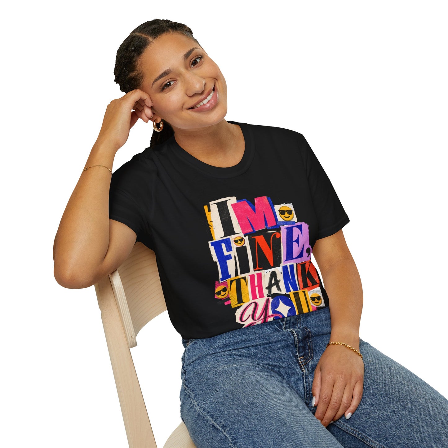 T-Shirt — "I'M FINE, THANK YOU" Retro Collage Graphic Tee