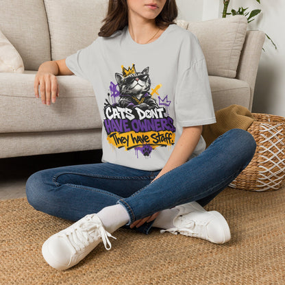 Cat Graphic Tee — "Cats Don't Have Owners They Have Staff"