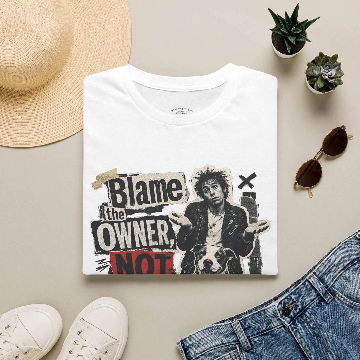 Blame the Owner Not the Dog T-Shirt - Funny Punk Dog Graphic Tee
