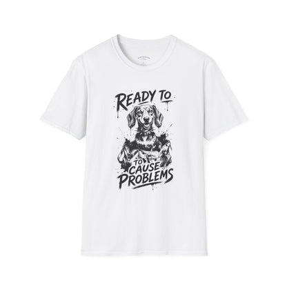 Ready To Cause Problems Dog T-Shirt — Funny Dachshund Graphic Tee