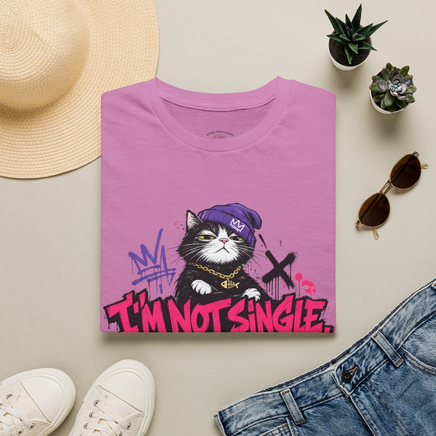 T‑Shirt — “I’m Not Single: I’m in a Toxic Relationship with a Cat” Graphic Tee