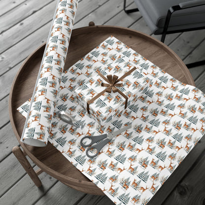 Winter Deer Gift Wrap Paper – Forest Reindeer Holiday Wrapping Sheet