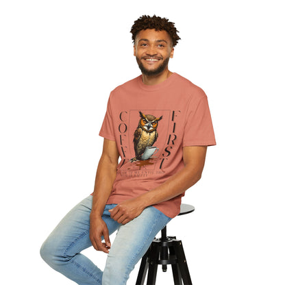Coffee First Owl Graphic T-Shirt