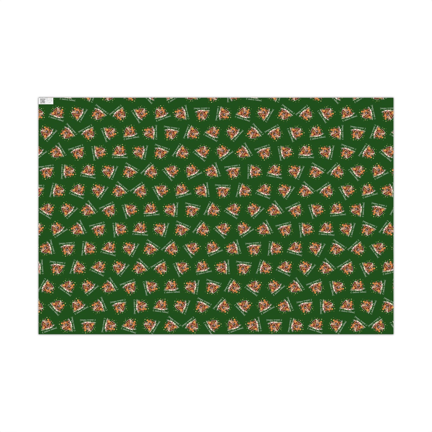 Gift Wrap Paper - Festive Green Holiday Pattern with Gingerbread Houses