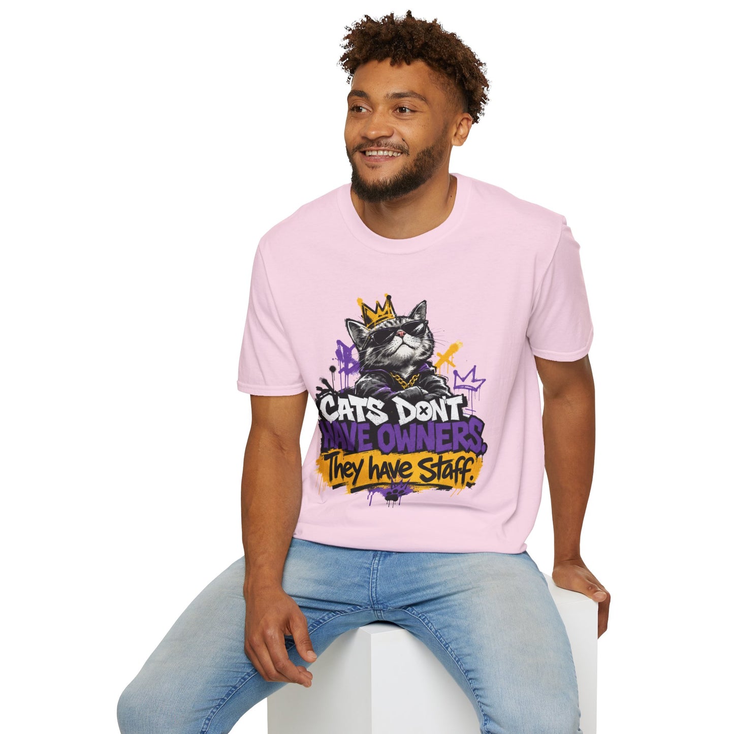 Cat Graphic Tee — "Cats Don't Have Owners They Have Staff"