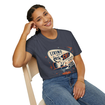 Cat T-Shirt — "Living with a Cat is Basically Having a Furry CEO" Retro Graphic
