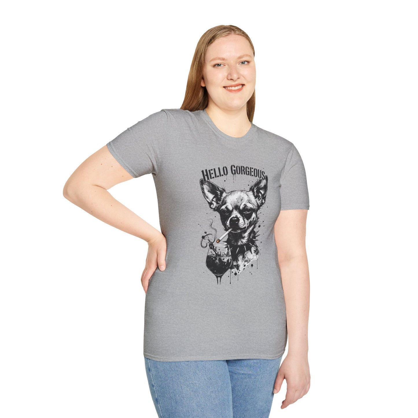 Chihuahua 'Hello Gorgeous' Tee - Cute Dog Graphic T-Shirt