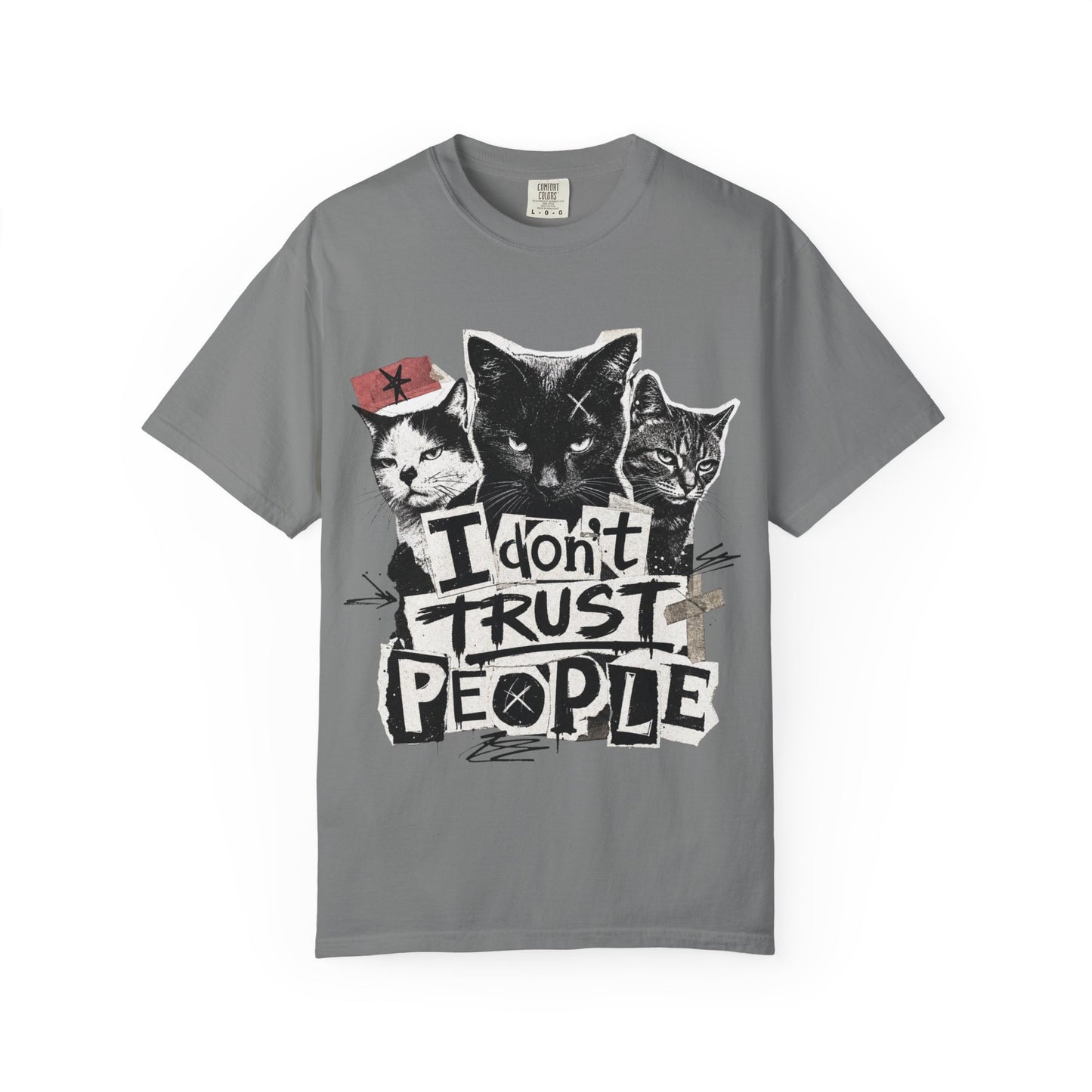 I Don’t Trust People Cat T-Shirt — Grunge Graphic Tee for Cat Lovers