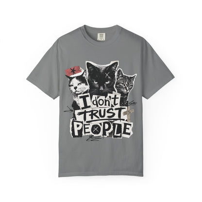 I Don’t Trust People Cat T-Shirt — Grunge Graphic Tee for Cat Lovers