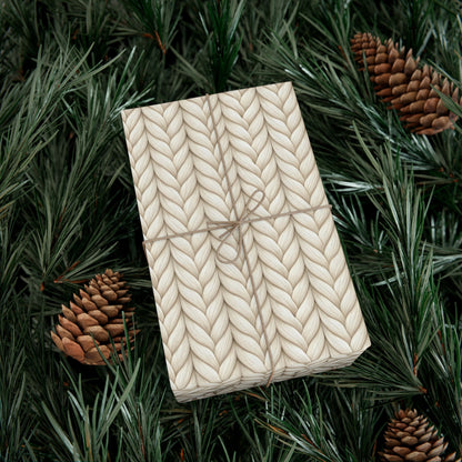 Knit Stitch Beige Gift Wrap Paper – Cozy Neutral Holiday Wrapping