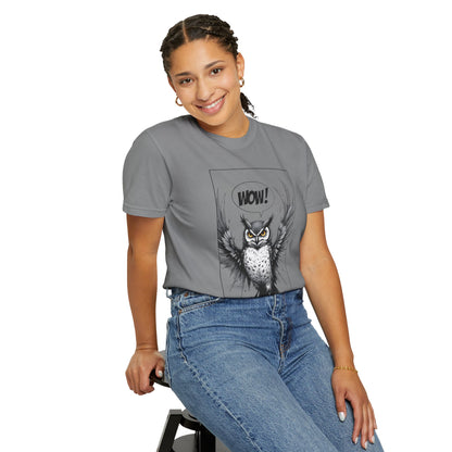 Owl Graphic T-Shirt — 'WOW!' Illustrated Night Owl Tee