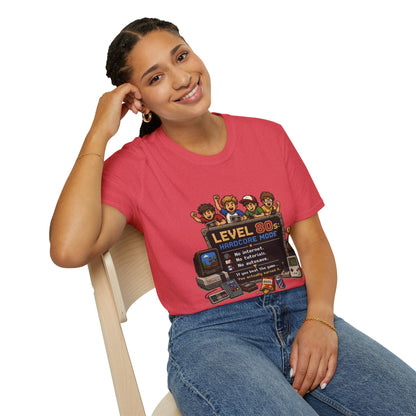 80s Level Up T-Shirt — 'Level 80s: Hardcore Mode' Retro Gaming Tee