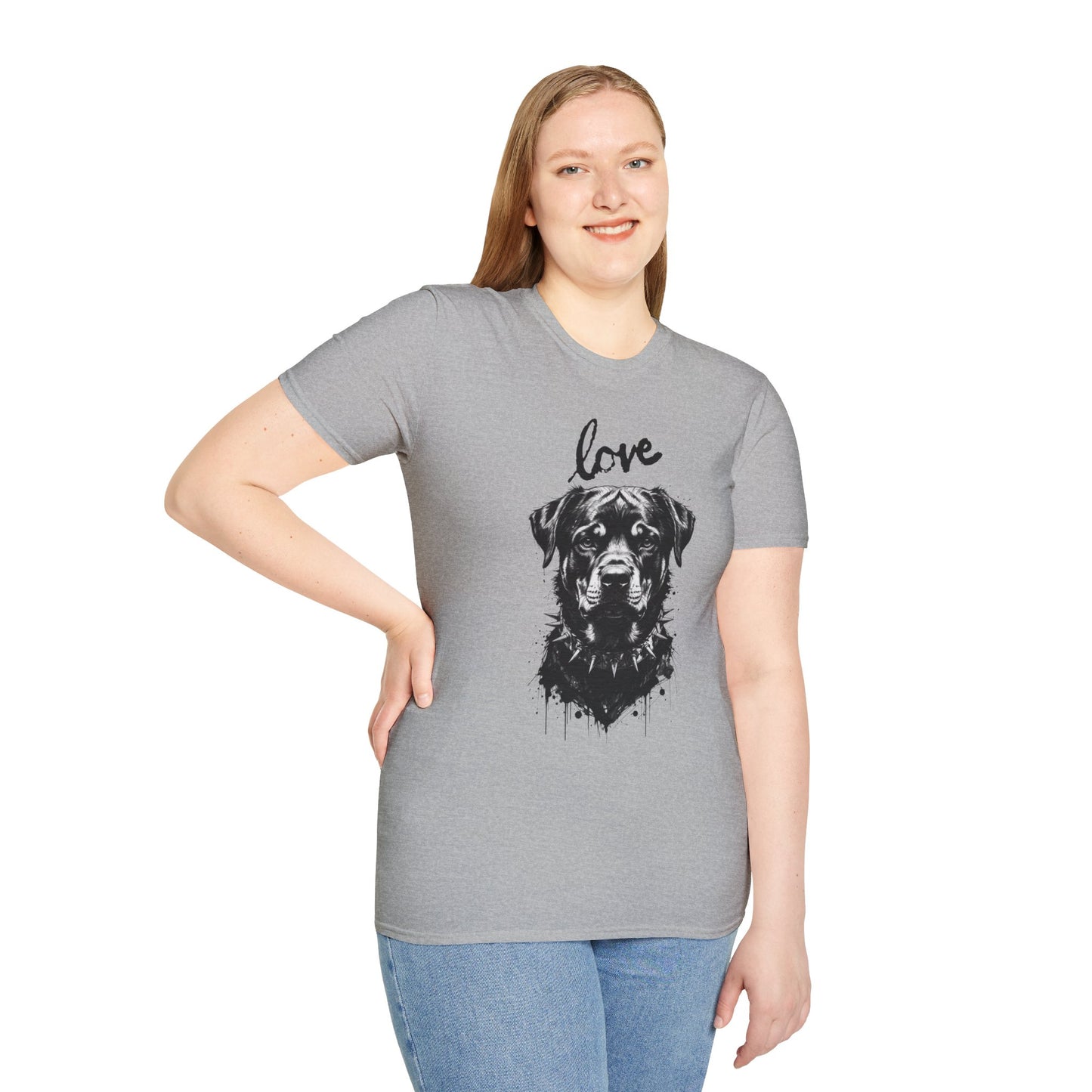Love Rottweiler T-Shirt — Vintage Black Dog Portrait Tee for Dog Lovers