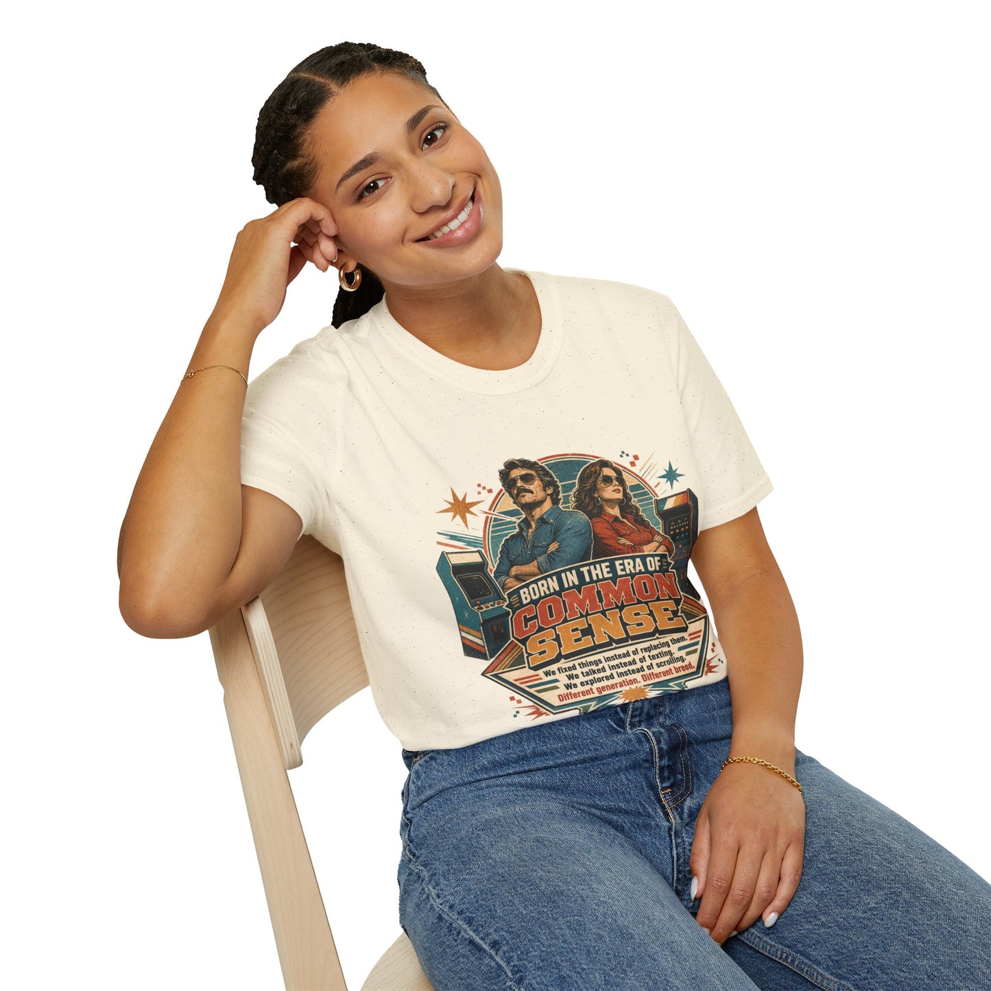 Born in the Era of Common Sense T-Shirt — Retro 70s Vintage Political Graphic Tee