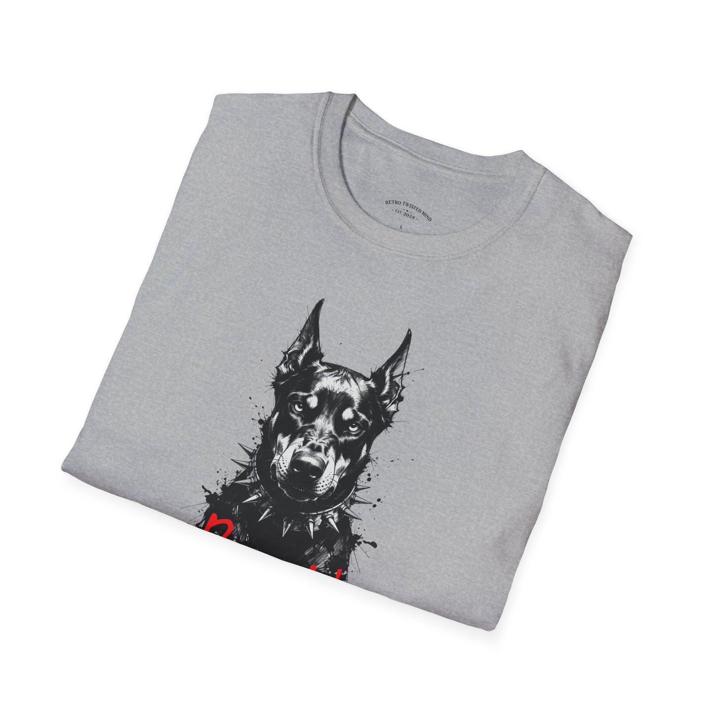 Doberman Portrait T-Shirt — "Warm Amour" Graphic Tee for Dog Lovers