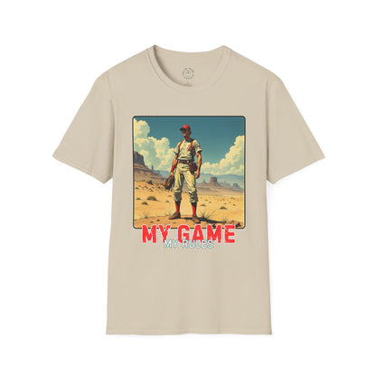 My Game My Rules Unisex Softstyle T-Shirt - Vintage Baseball Graphic Tee, sport, baseball
