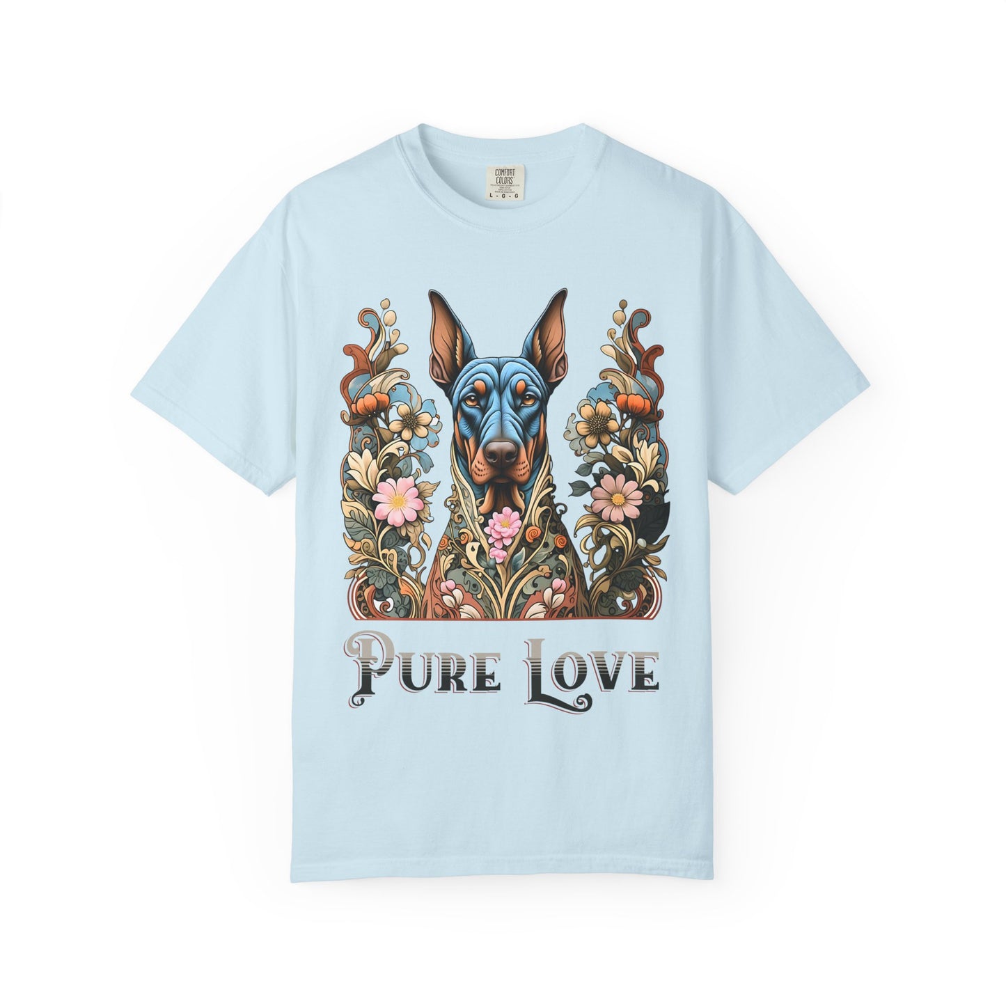 Pure Love Dog Art Unisex T-Shirt - Vibrant Floral Design