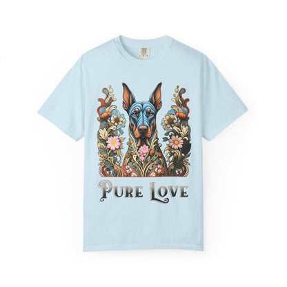 Pure Love Dog Art Unisex T-Shirt - Vibrant Floral Design