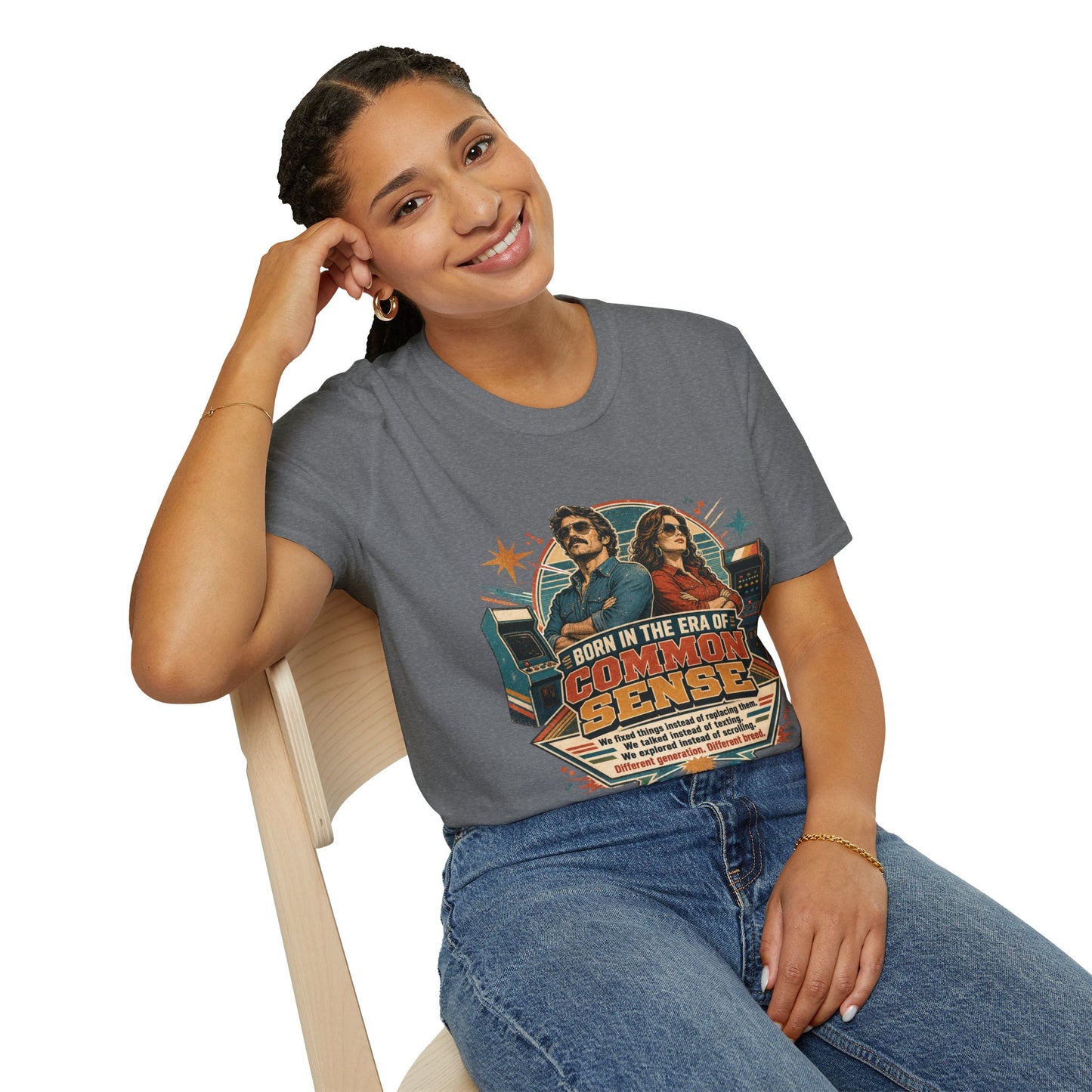 Born in the Era of Common Sense T-Shirt — Retro 70s Vintage Political Graphic Tee