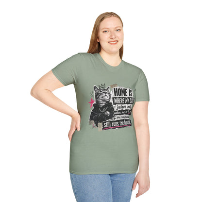 Cat T-Shirt — "Home Is Where My Cat Judges Me" Funny Graphic Tee