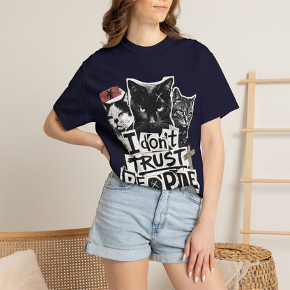 I Don’t Trust People Cat T-Shirt — Grunge Graphic Tee for Cat Lovers