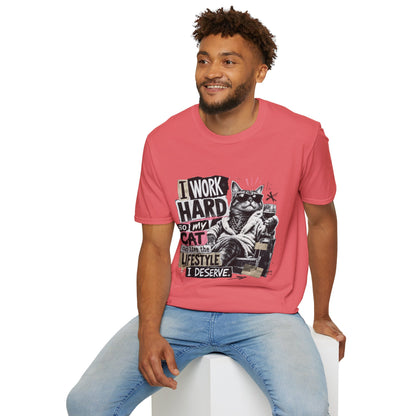 Cat Graphic T-Shirt — "I Work Hard So My Cat Can Live the Lifestyle I Deserve"