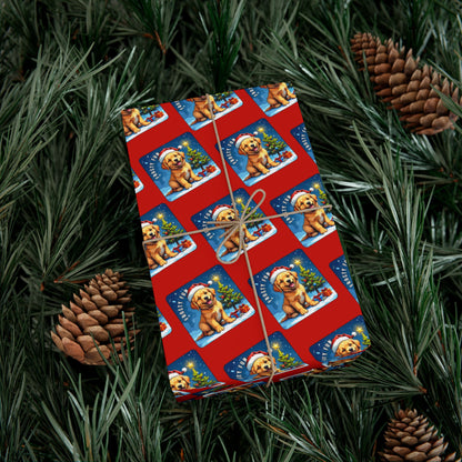 Holiday Puppy Pattern Gift Wrap Paper – Cute Dog Photo Christmas Wrapping Sheets