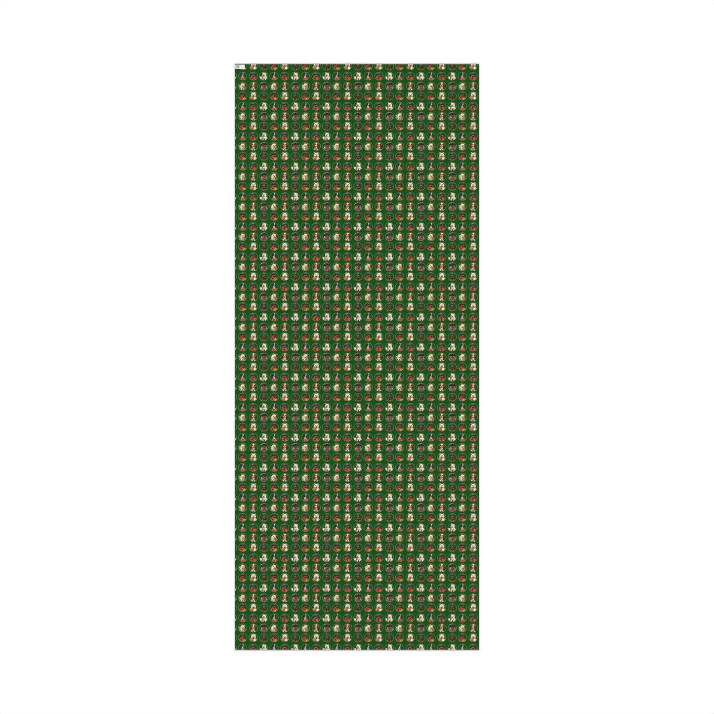 Christmas Dog Pattern Gift Wrap Paper – Green Holiday Puppy Wrapping Sheets