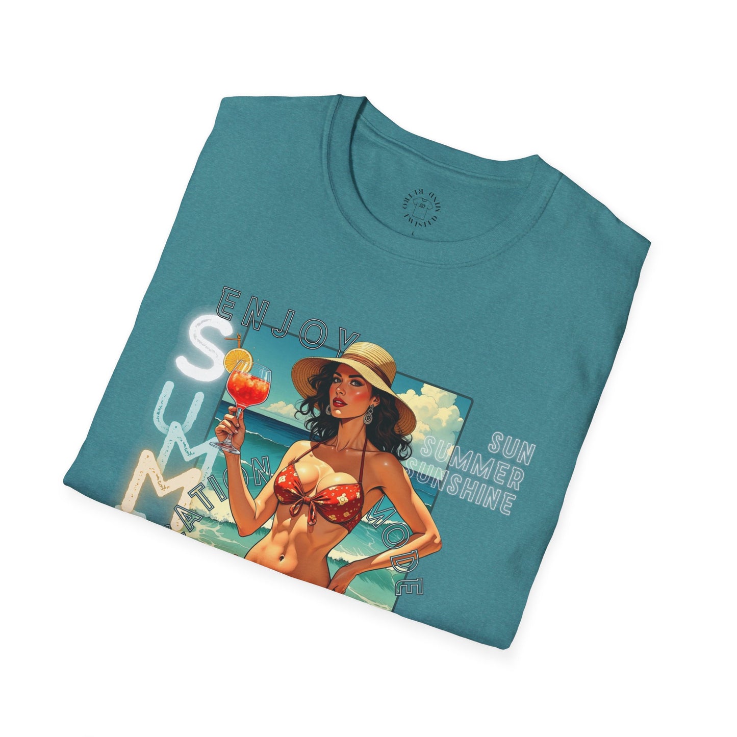 Enjoy Summer Vintage T-Shirt - Unisex Softstyle Tee for Beach Lovers
