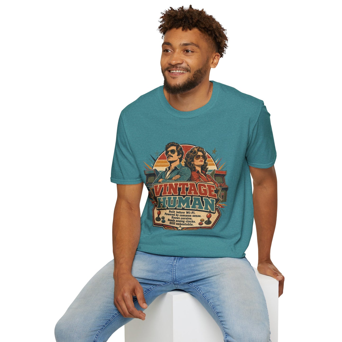 Vintage Human T-Shirt — Retro 70s Duo Graphic Tee