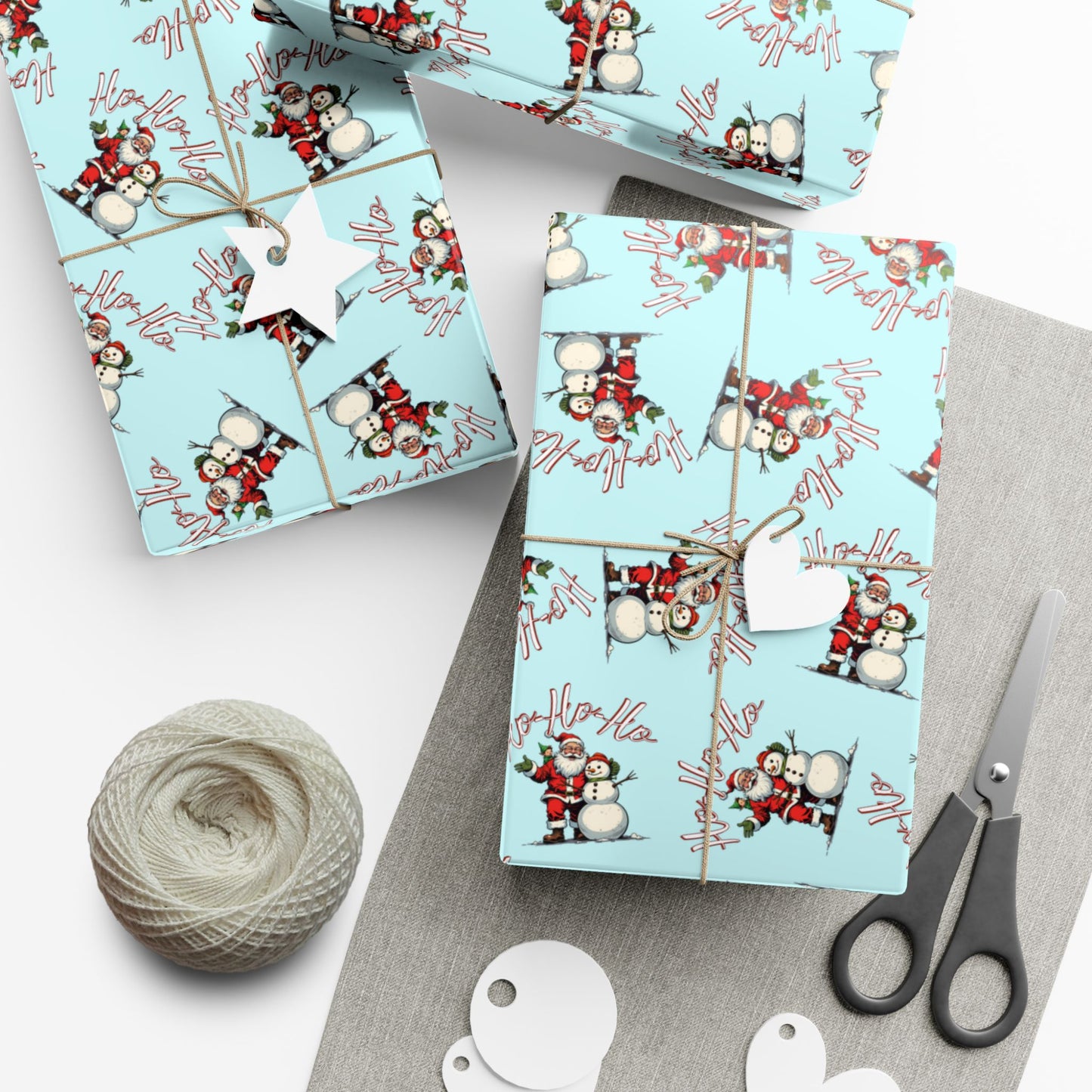 Christmas Snowman Gift Wrap Paper – Light Blue Holiday Wrapping Sheets