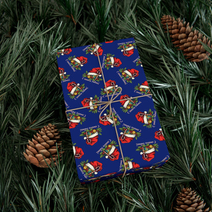 Christmas Gift Wrap Paper — Santa Sleigh & Presents Pattern