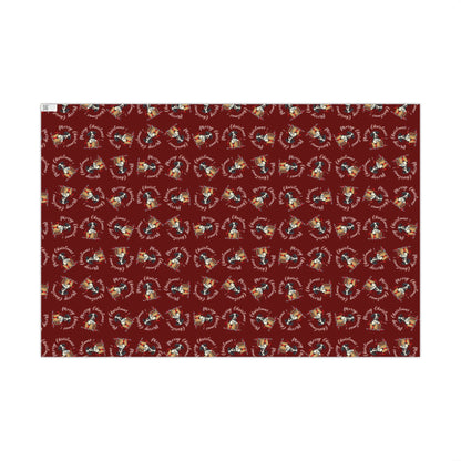 Christmas Dog Pattern Gift Wrap Paper — Festive Red Wrapping Sheets