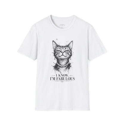 Cat T-Shirt — 'I Know I’m Fabulous' Cute Smiling Cat Graphic Tee