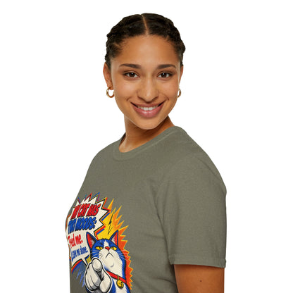 Cat T-Shirt — "My Cat Has Two Moods: Feed Me, Leave Me Alone" Funny Retro Comic Tee