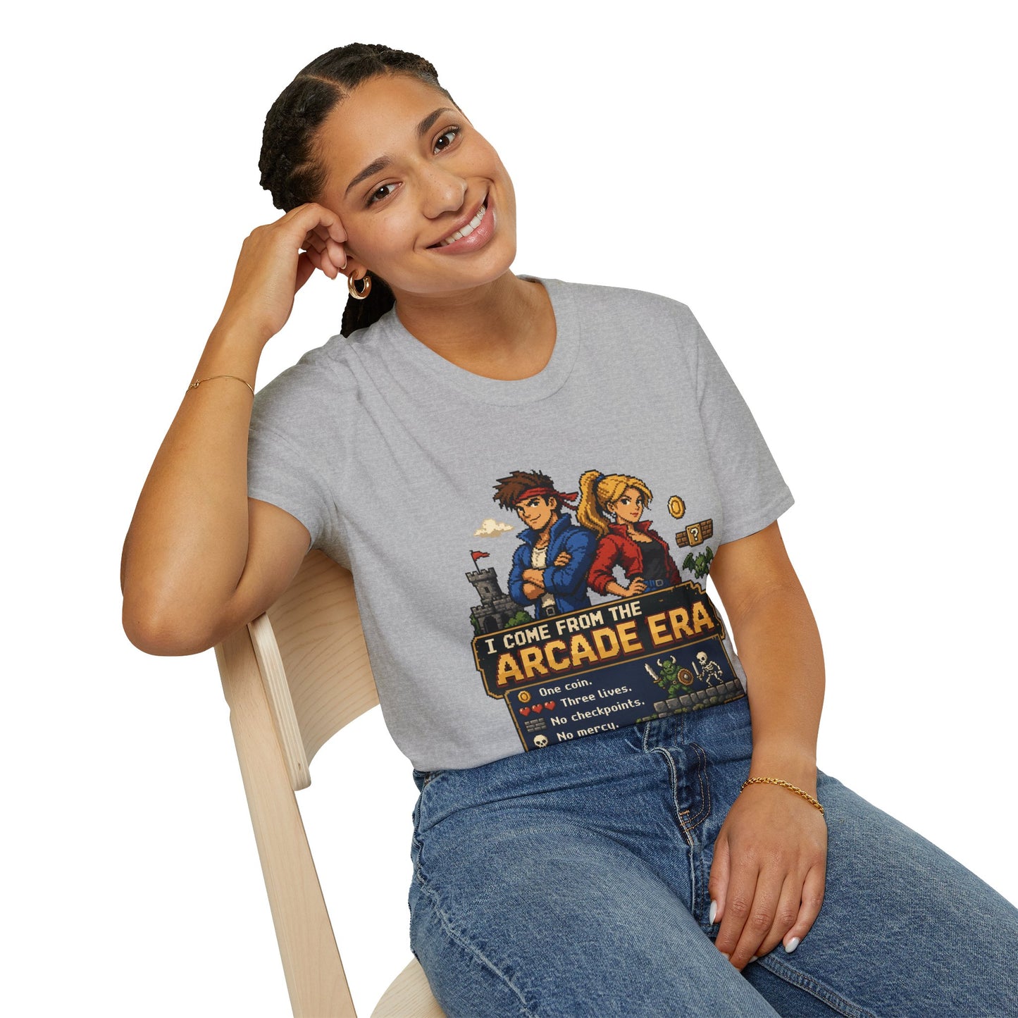 Retro Arcade Era T-Shirt — Pixel RPG Game Tribute