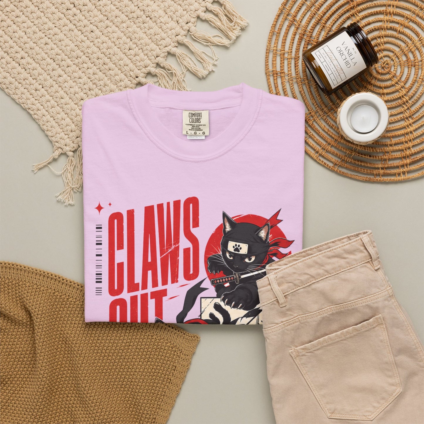 Claws Out Cat Graphic T-Shirt — Retro Ninja Kitties Tee