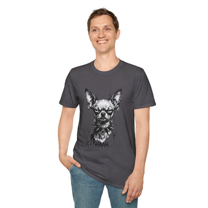 Chihuahua Portrait T‑Shirt — Expressive Black & White Dog Art Tee