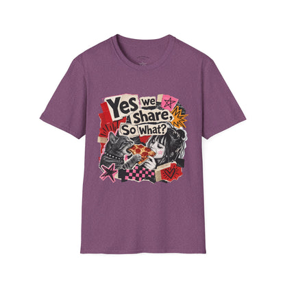 T-Shirt — "Yes We Share, So What?" Retro Collage Graphic Tee