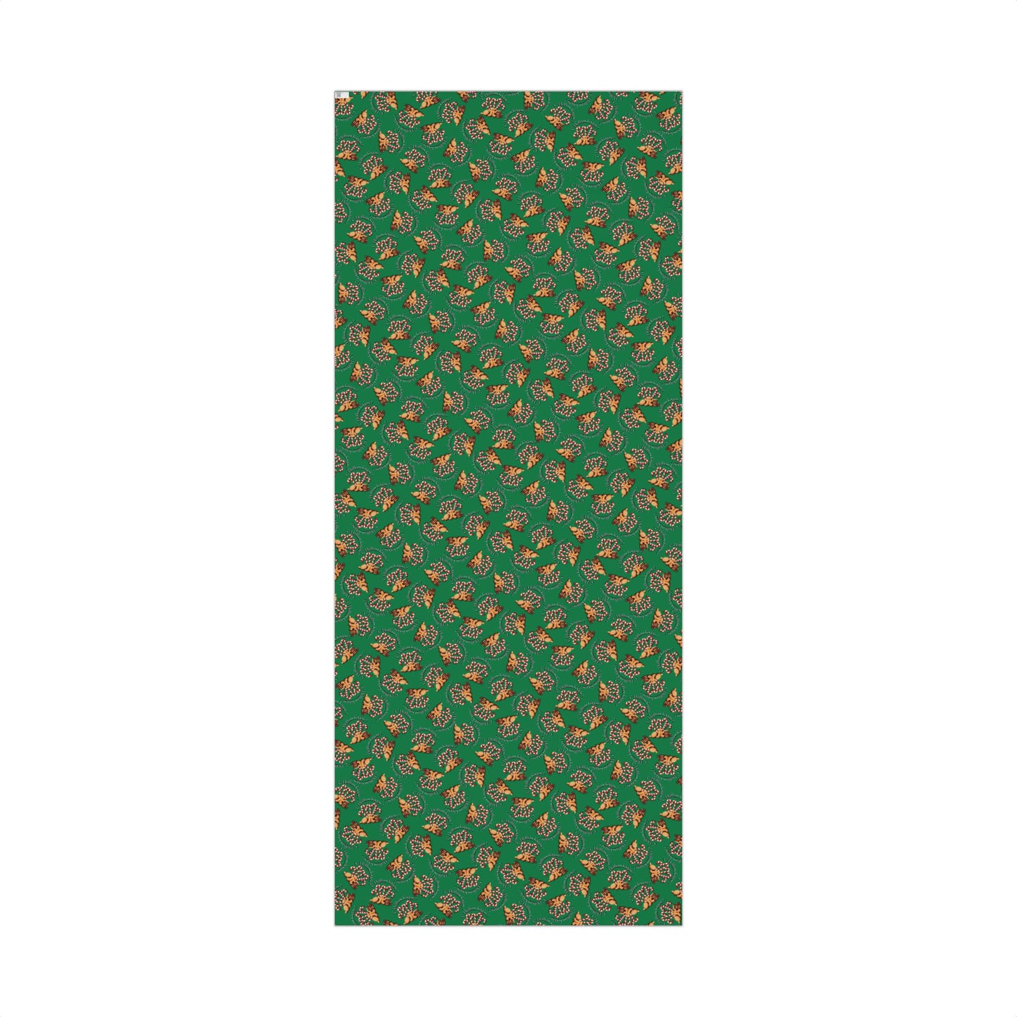 Gift Wrap Paper — Green Gingerbread & Candy Cane Pattern (Holiday Wrapping)