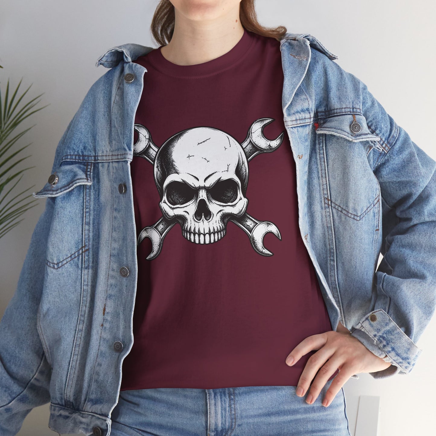Mechanic Skull Tee — Wrench Crossbones Graphic T-Shirt